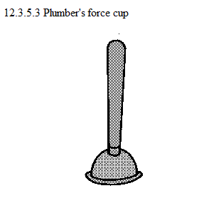 See diagram: 12.3.5.3: Plumber's force cup.