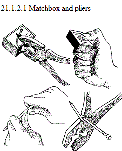 See diagram 21.1.2.1: Matchbox and pliers