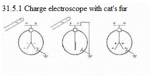 See diagram 31.5.1: Charge electroscope with cats' fur.