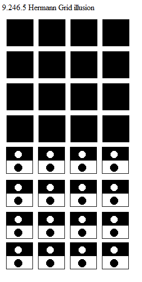 See diagram 9.246.5: Hermann Grid illusion.