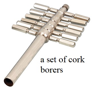See diagram Corkborer: Set of cork borers
